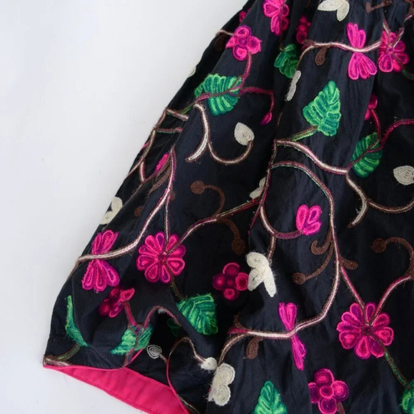 Handmade Black With Neon Pink Floral Bell Bottom Pants Clowncore - Picture 7 of 11